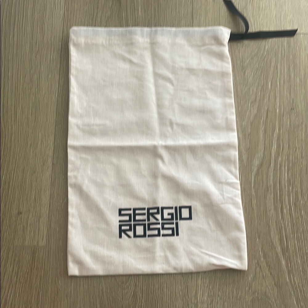 Sergio Rossi Cream Dust Bag with Black Logo